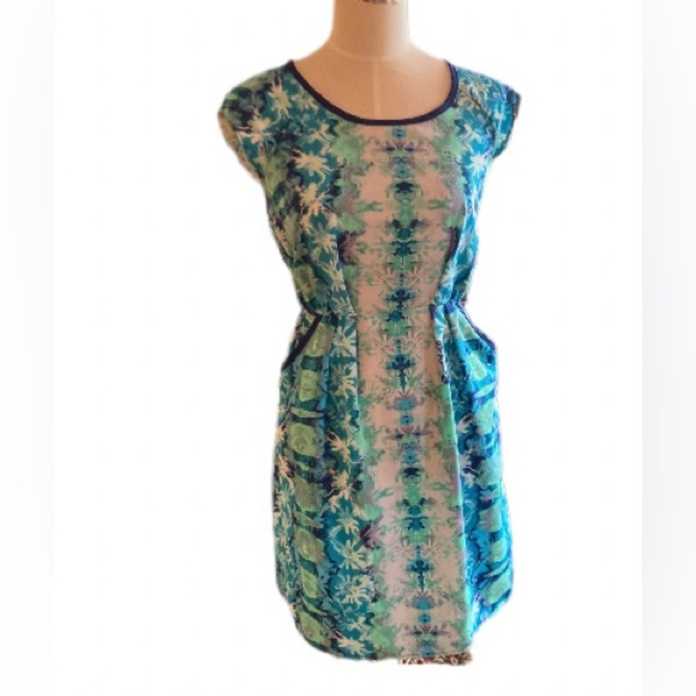 Mossimo Sleeveless Pockets Abstract Pattern Midi Dress Size XS